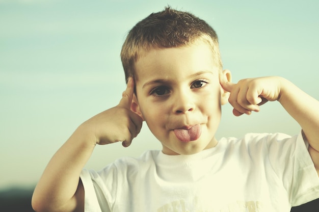 happy young boy child outdoor portrait