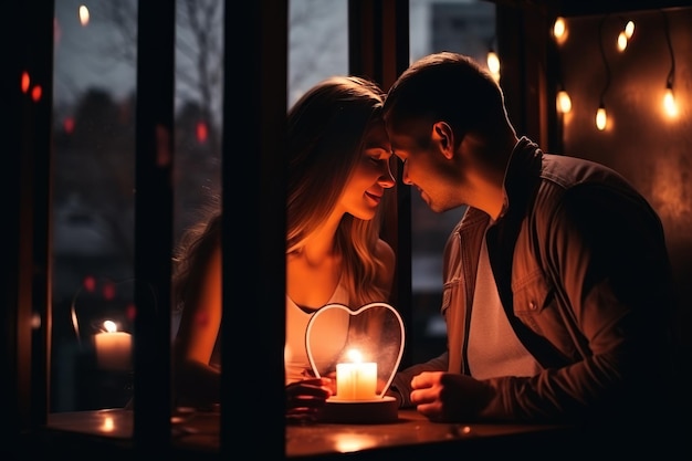 Happy young couple indulging in romantic wedding anniversary dinner at the comfort of their home