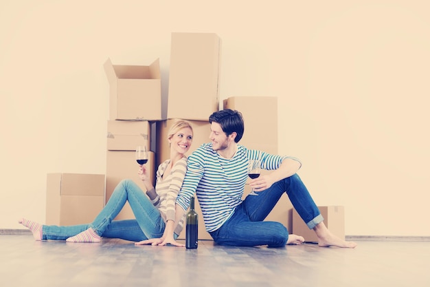 happy Young couple moving in new house