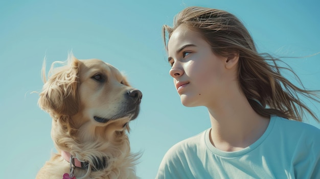 Happy young couple with their pet dog dog and owner