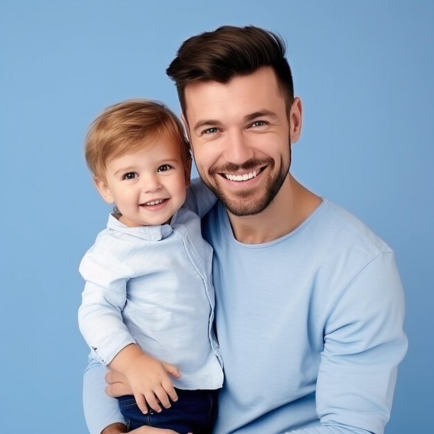 Happy young father with his son