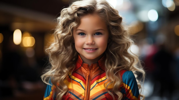 Happy young girl dressed as a superhero