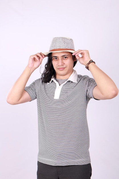 Happy Young Man Wearing Hat Smiling