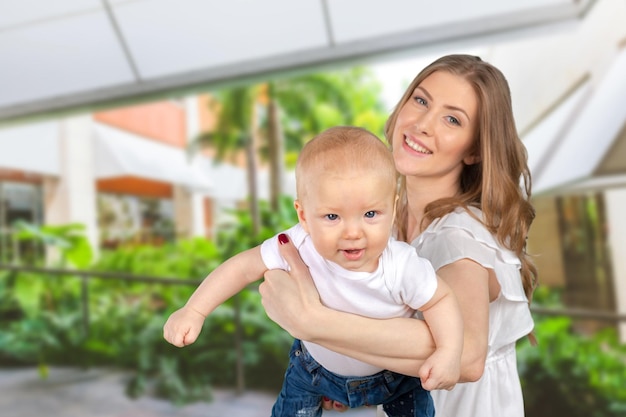 Happy young mother with a child