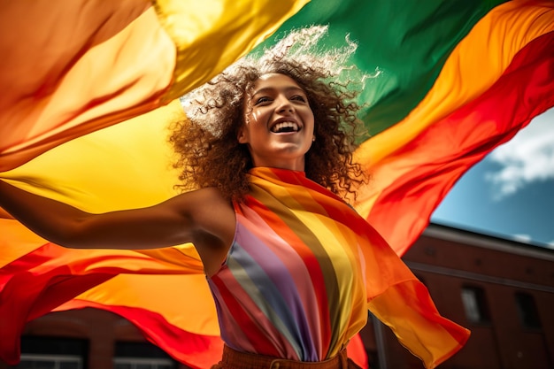 Happy young woman on Pride Day Generative AI