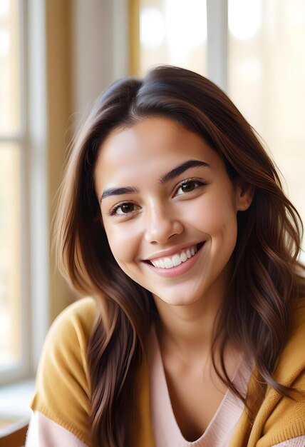 Happy Young Woman Smiling Indoors