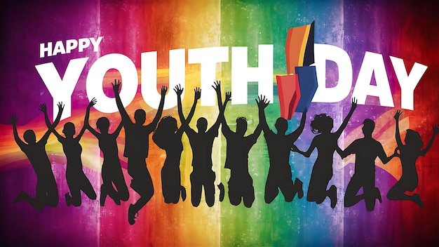 Happy Youth Day with colorful silhouettes