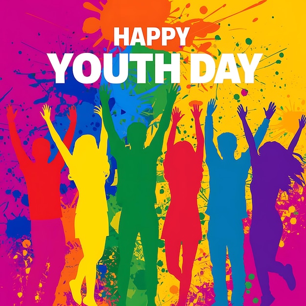 Happy Youth Day with colorful silhouettes