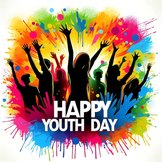 Happy Youth Day with colorful silhouettes