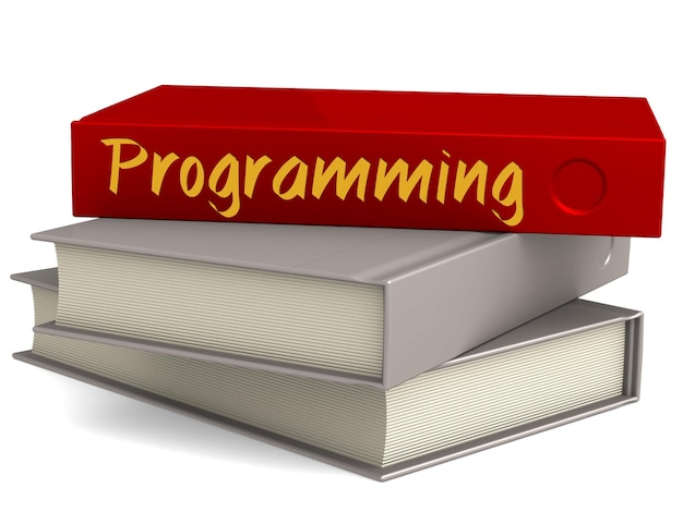 Hard cover red books with programming word