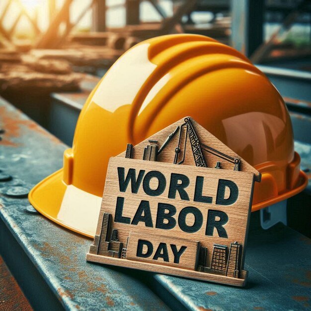 Photo a hard hat with the words world day on it