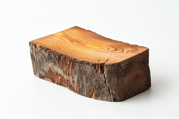 Hardwood tableware a piece of wood from a tree trunk sits on a white surface