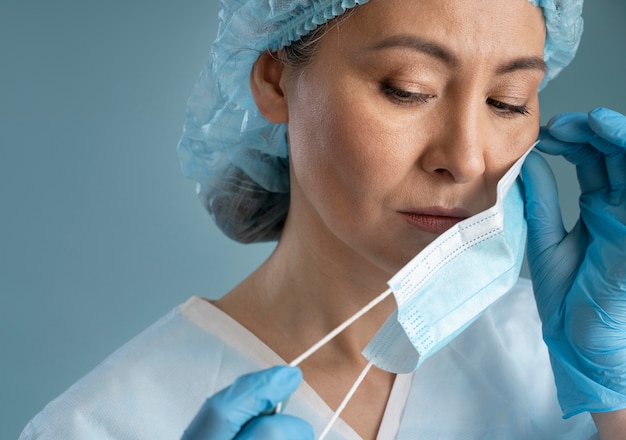 Hardworking nurse with medical mask