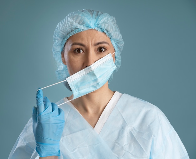 Hardworking nurse with medical mask