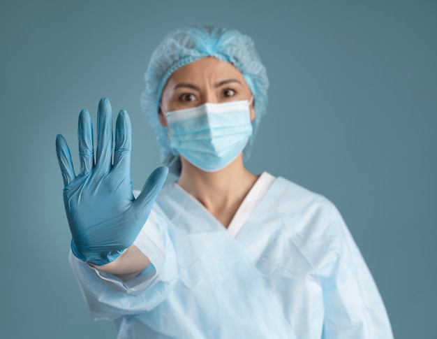 Hardworking nurse with surgical mask