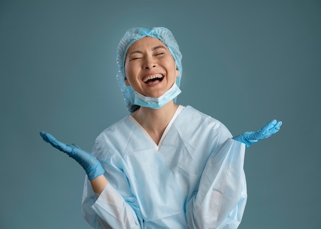 Hardworking nurse with surgical mask