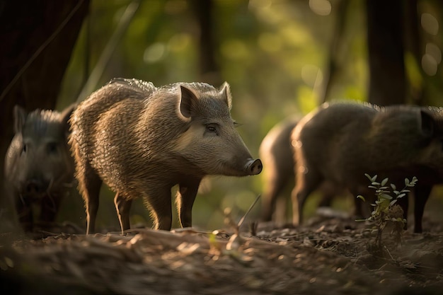 Hardy Peccary in the South American Forest