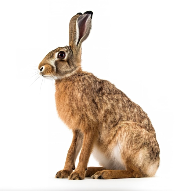 Hare isolated on white background generate ai