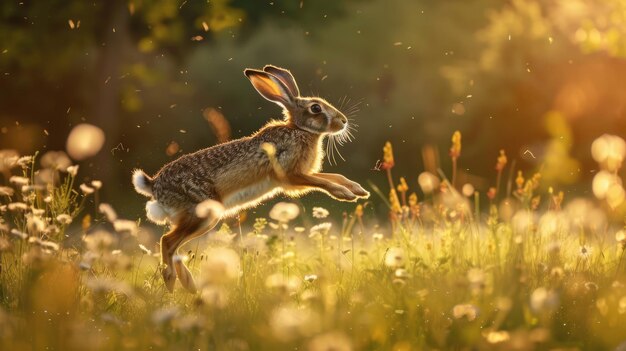 A Hare Leaping Through Golden Sunlight