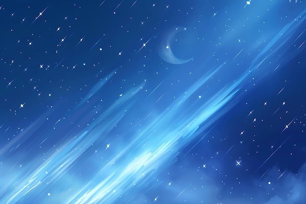 Hari raya blue background with moon and stars