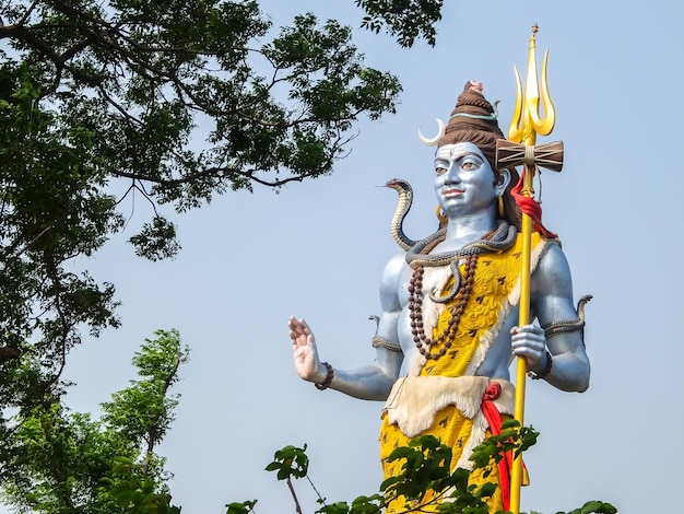 Haridwar India Beautiful view of Shiva statue at Ganga riverbank in Haridwar