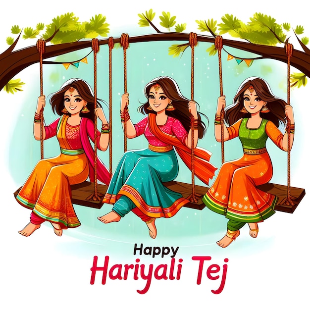 Photo hariyali teej happy hariyali teej with banners template greeting card social media post template