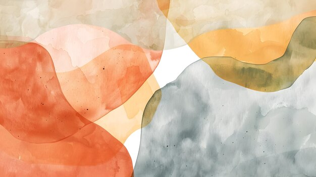 Photo harmonious abstract watercolor landscape with earthy tones