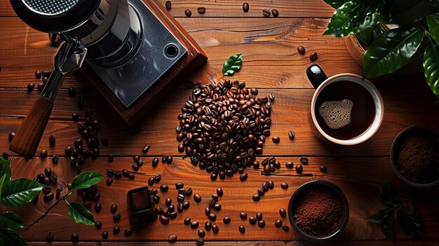 Harmonious arrangement of aromatic coffee beans Aroma roasted coffee beans