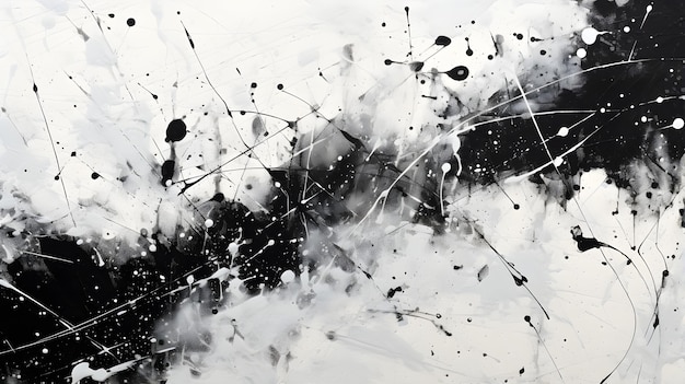 Harmonious Chaos A Black and White Abstract Art Exploration Of Quantum Particle Behavior