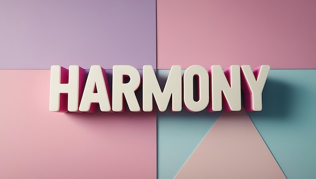 Photo harmony 3d letters on pastel background 3d typography