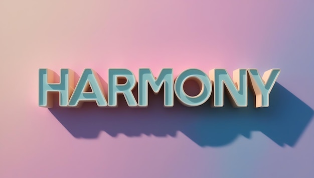 Photo harmony 3d letters on pastel background 3d typography