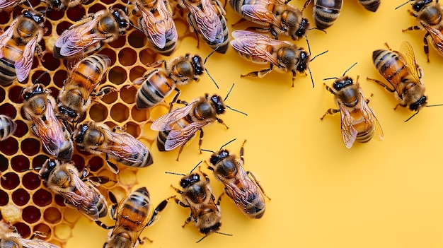 The harmony of bees isolated on a flat background