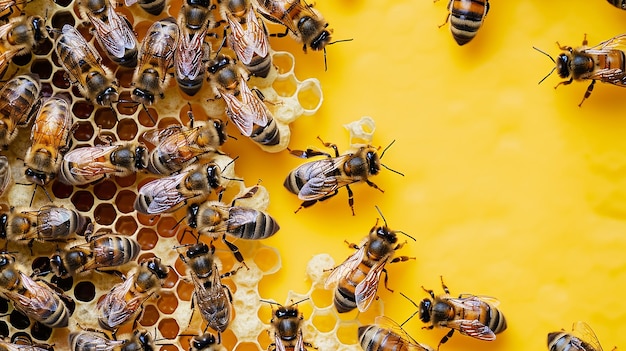 The harmony of bees isolated on a flat background