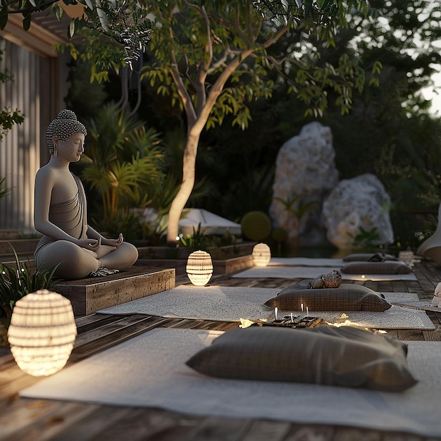 Harmony in Nature A 3D Rendered Yoga Session Illustrating Mindfulness and SelfCare