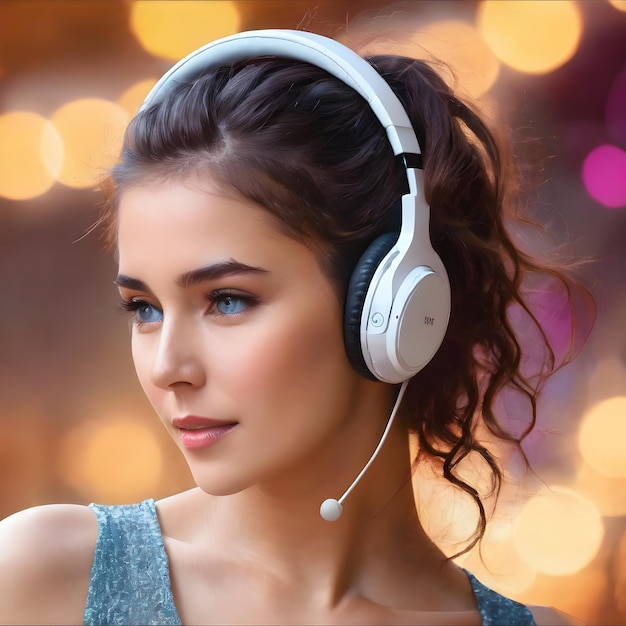 Harmony Unleashed Woman Engages in Musical Delight with Headphones