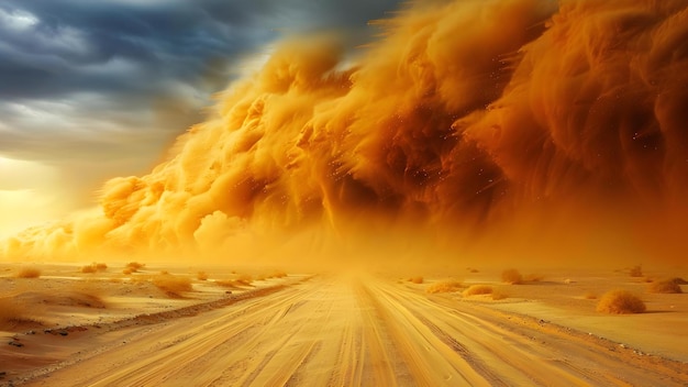 Photo harsh desert landscape with intense sandstorm and scorching heat concept desert photography sandstorm theme extreme weather arid landscapes scorching heat