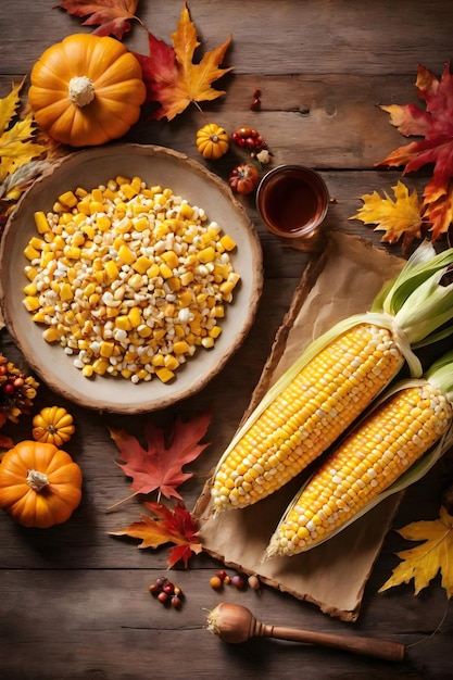 Harvest Bounty Cornucopia of Copy Space for a Thanksgiving Background