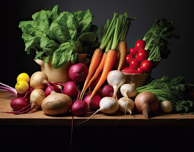 Harvest Bounty A Vibrant Still Life of Root Vegetables