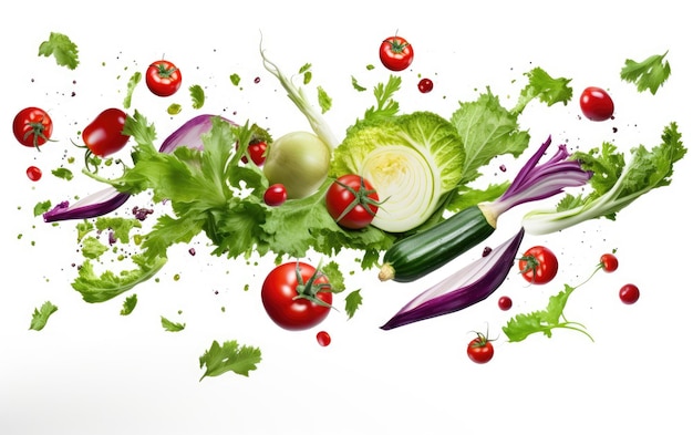 Photo harvest cascades bountiful vegetable rain on a white or clear surface png transparent background