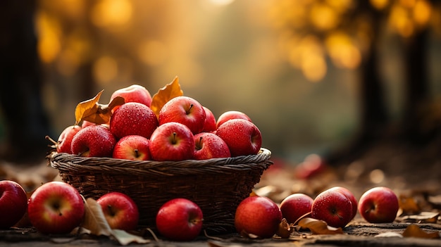 Harvest Delight Autumn Apples in the Basket on a Cozy Day