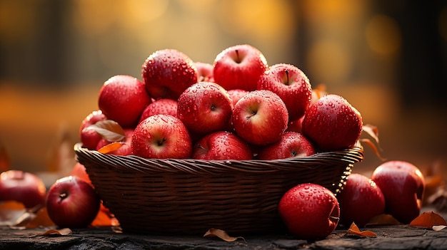 Harvest Delight Autumn Apples in the Basket on a Cozy Day