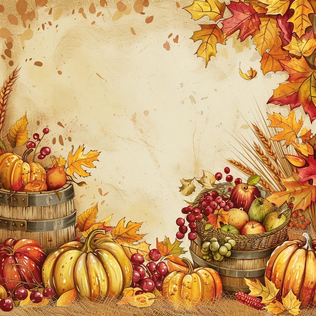 harvest festival celebration background with pumpkins for poster design