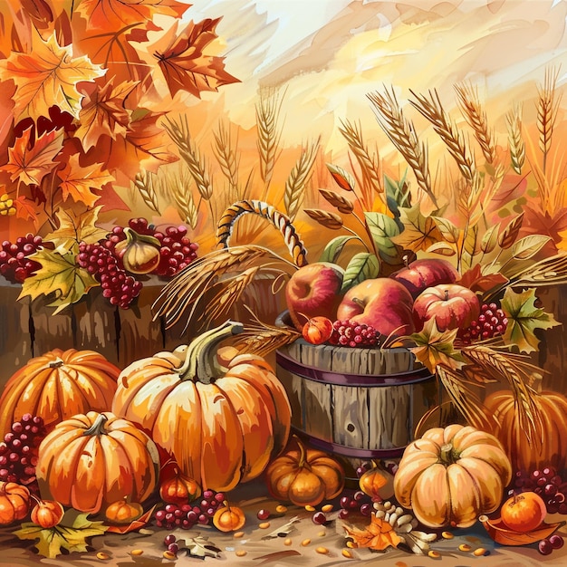 harvest festival celebration background with pumpkins for poster design