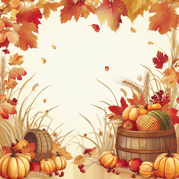 harvest festival celebration background with pumpkins for poster design