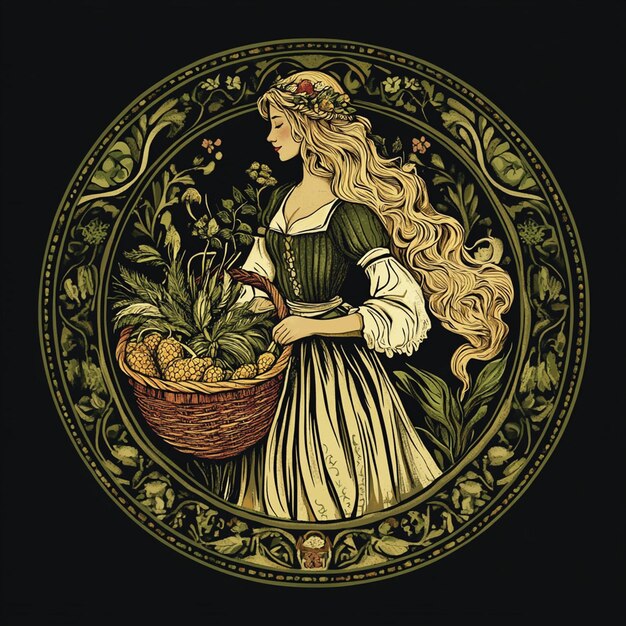 Photo harvest goddess virgo and the fruits of the earth