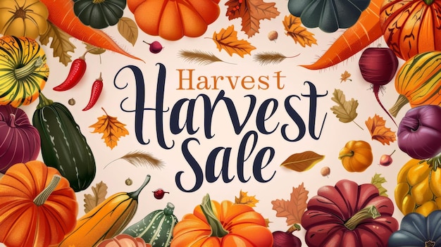 Harvest Sale with Colorful Autumn Vegetables