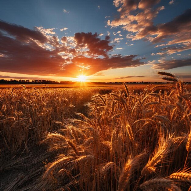 Harvest Sunset Serenade Autumn Landscape Photo