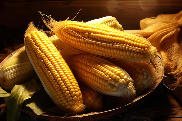 Harvested Corn Cobs Waiting to Be Processed