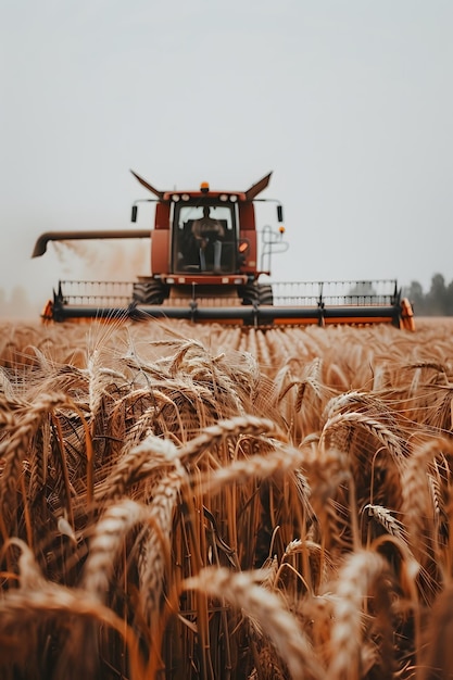 Photo harvester in action efficient crop harvesting and agricultural operations for maximum yield