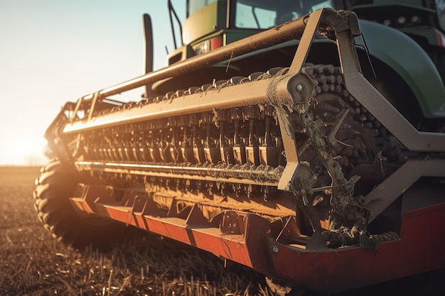 Photo the harvester on the autumn farm